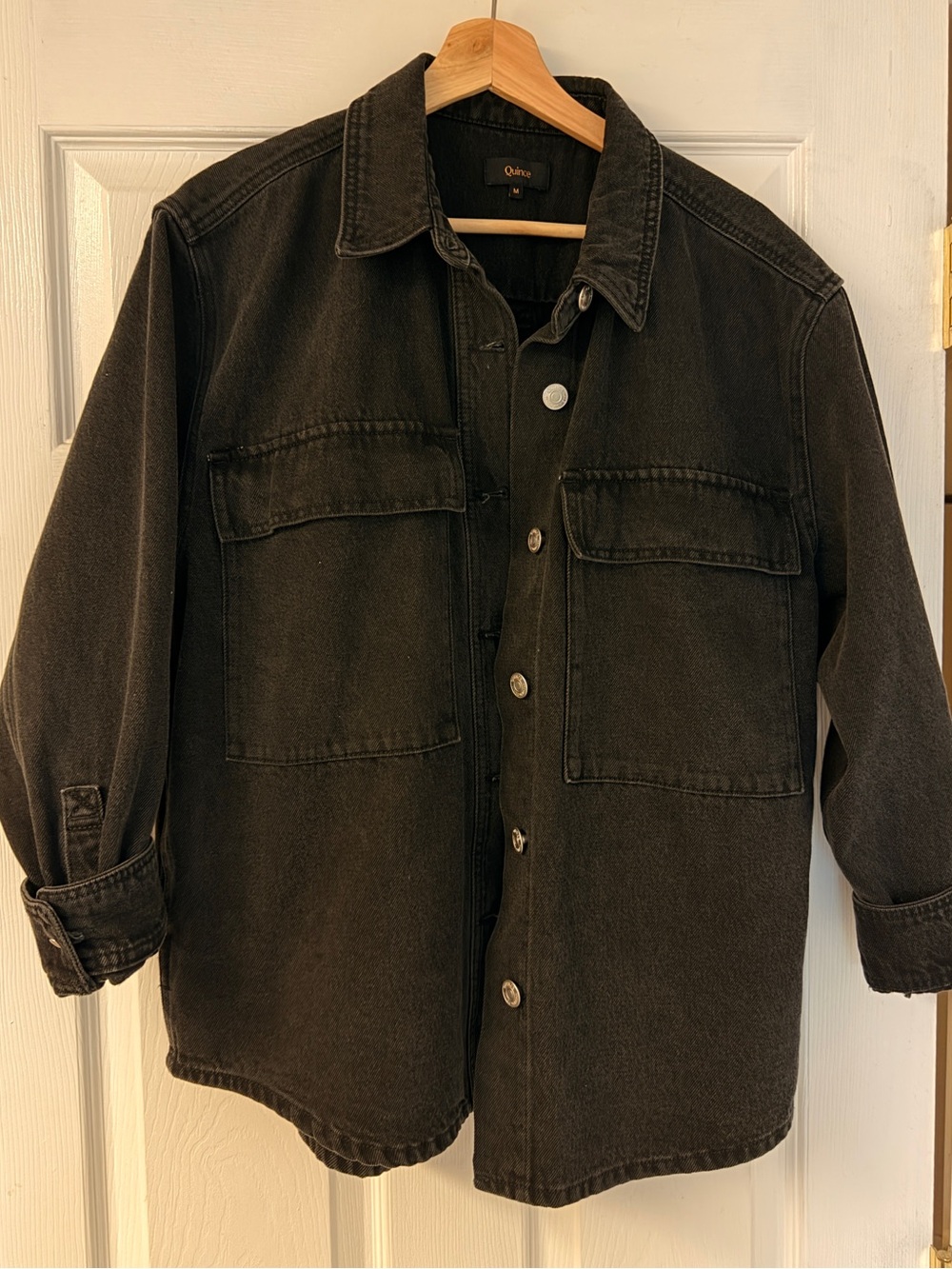 Quince Black Women's Denim Jean Jacket
